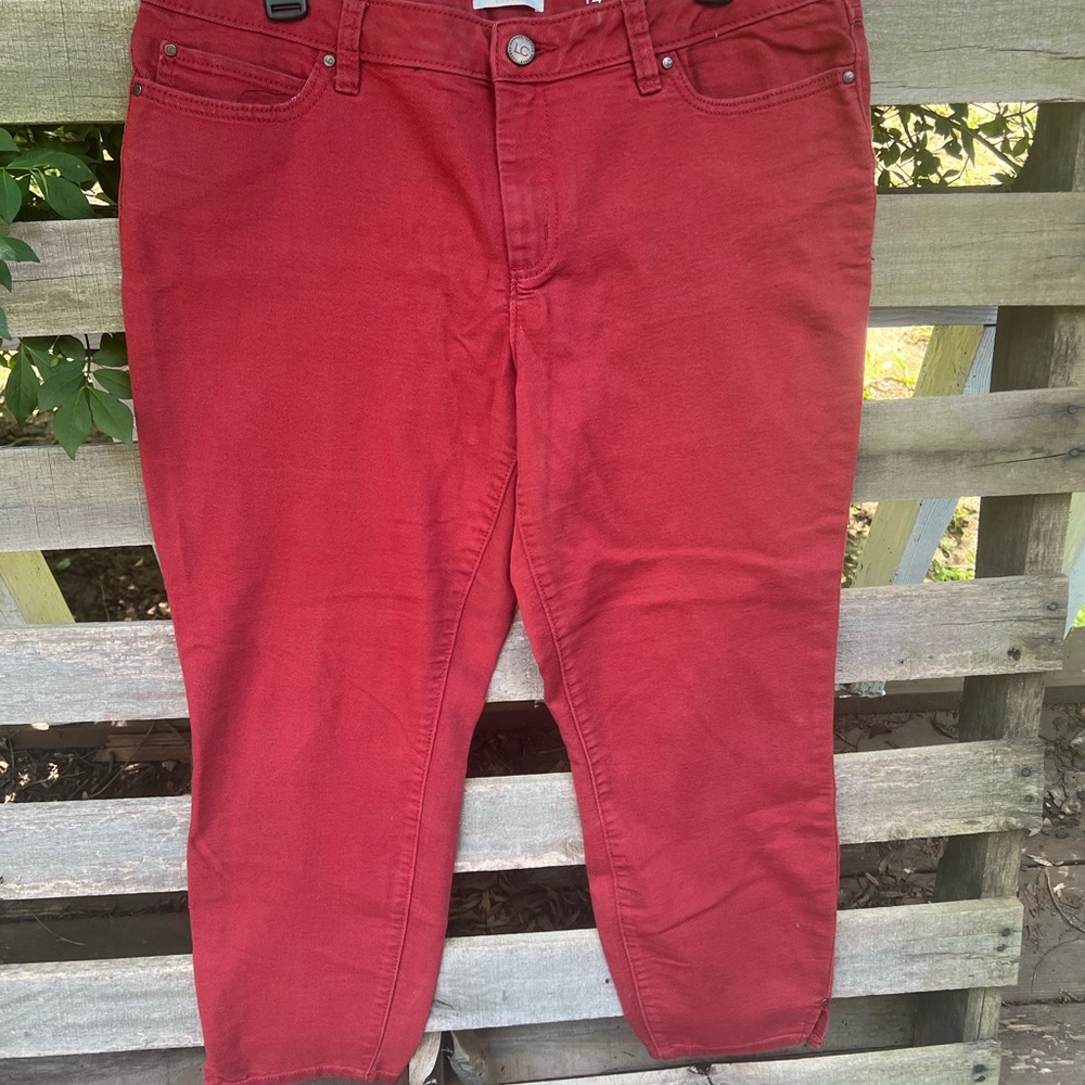 LC Lauren Conrad Red Skinny Crop Pants